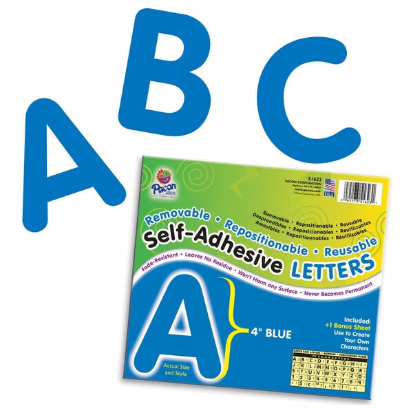 Self-Adhesive Letters, Blue, Puffy Font, 4in, PK156